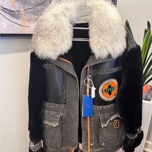 New Luxury Leather & Fur Hooded Winter Jacket JTXS Designer Style Sherpa-Lined